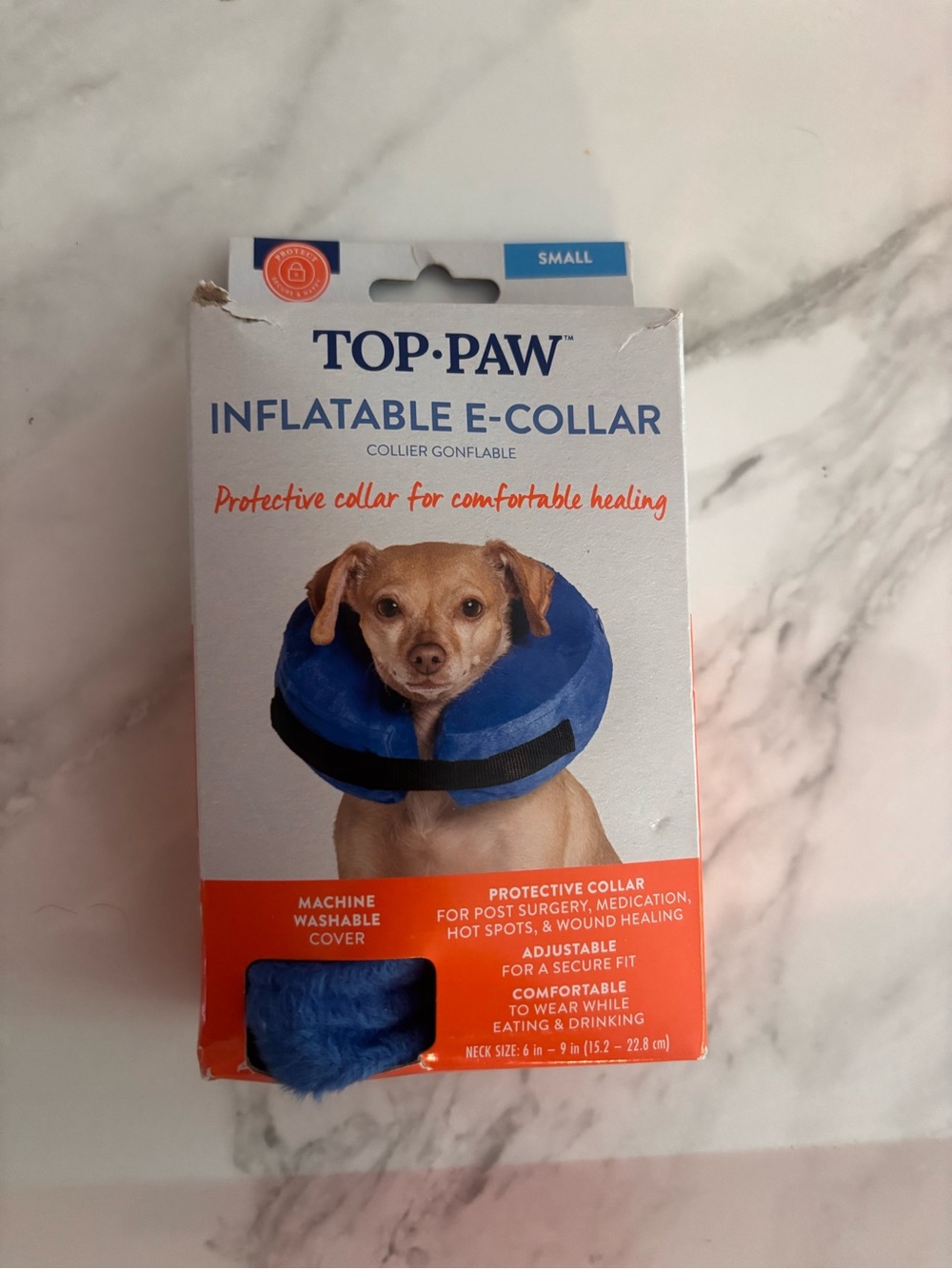 Top Paw Inflatable E-Collar in Blue